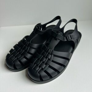 Melissa possession jelly fisherman sandals matte black nwot